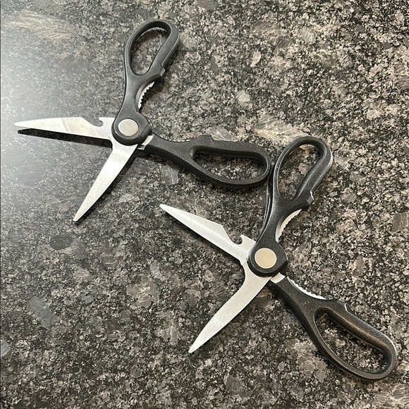 Set of 2 Black Stainless Steel Kitchen Scissors MultiTool NWOT - Picture 5 of 7